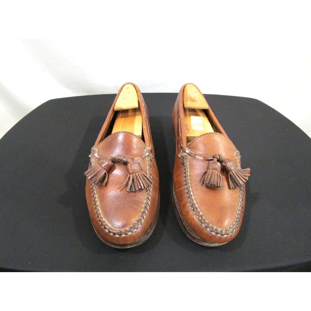 Vintage Polo Ralph Lauren Brown Leather Bench Made Tassel Loafers Men Sz 8.5 D - Picture 3 of 11